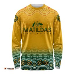 Personalised Australia Matildas Long Sleeve T-shirt Tillies Aboriginal Simple Yellow