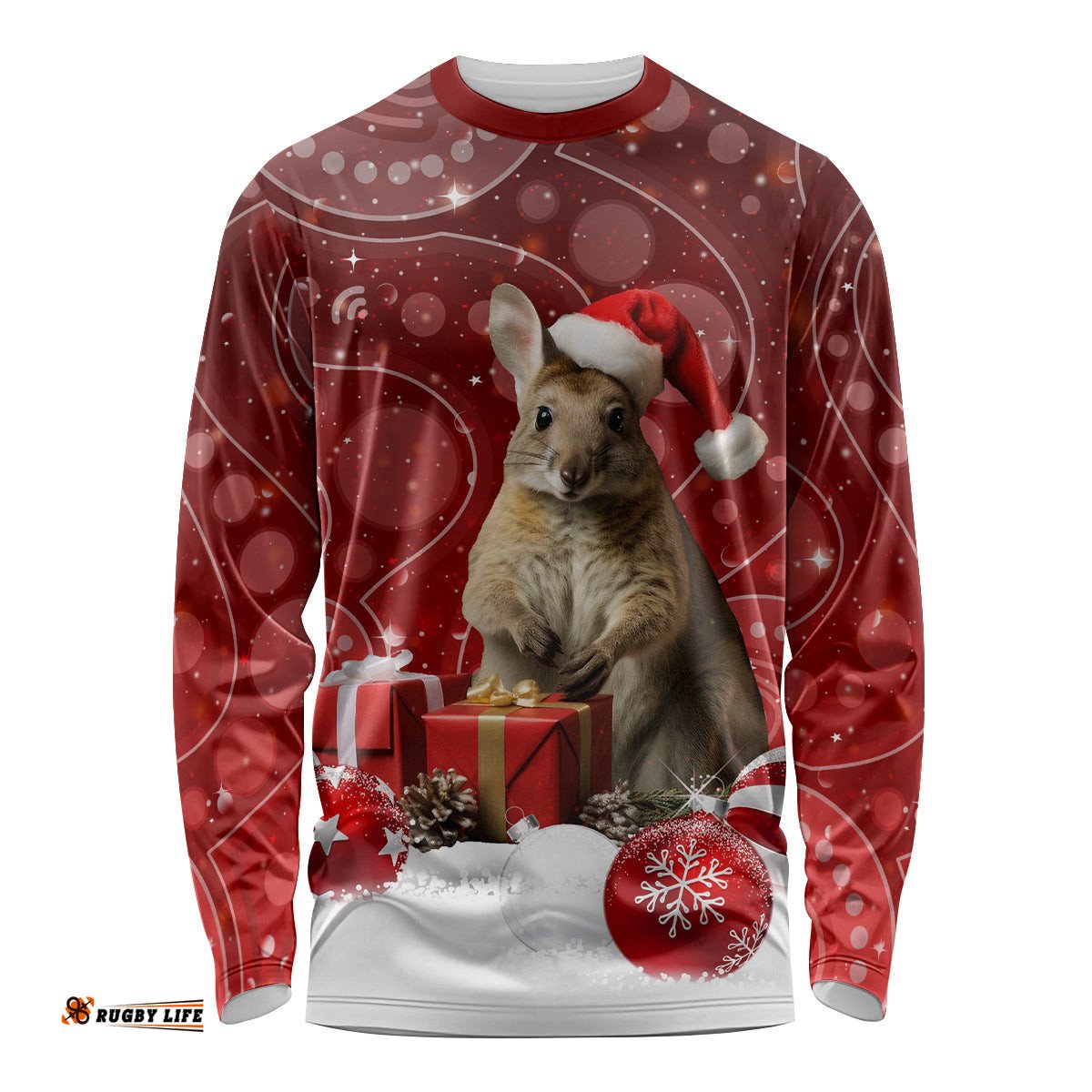 Australia Christmas Wallaby Long Sleeve T-shirt Aboriginal Art