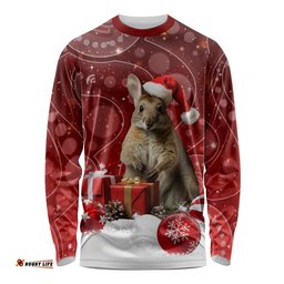 Australia Christmas Wallaby Long Sleeve T-shirt Aboriginal Art