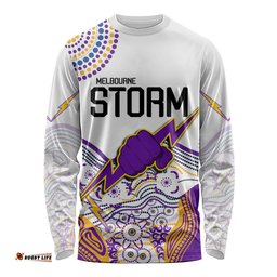 Melbourne Storm Long Sleeve T-shirt Special NRL Rugby Indigenous Aboriginal