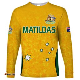 Australia Soccer Long Sleeve T-shirt Socceroos With Kangaroo Matildas 2023
