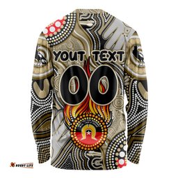 Personalised NAIDOC Week 2024 Collingwood Magpies Long Sleeve T-shirt Australian Aboriginal Hand Painting