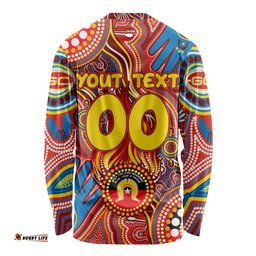 Personalised NAIDOC Week 2024 Gold Coast Suns Long Sleeve T-shirt Australian Aboriginal Hand Painting