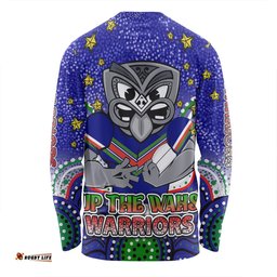 New Zealand Warriors Custom Long Sleeve T-shirt - Custom With Aboriginal Inspired Style Of Dot Painting Patterns  Long Sleeve T-shirt