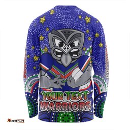 New Zealand Warriors Custom Long Sleeve T-shirt - Custom With Aboriginal Inspired Style Of Dot Painting Patterns  Long Sleeve T-shirt