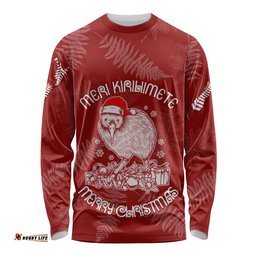 New Zealand Christmas Long Sleeve T-shirt Silver Fern Mix Kiwi Bird Ver01