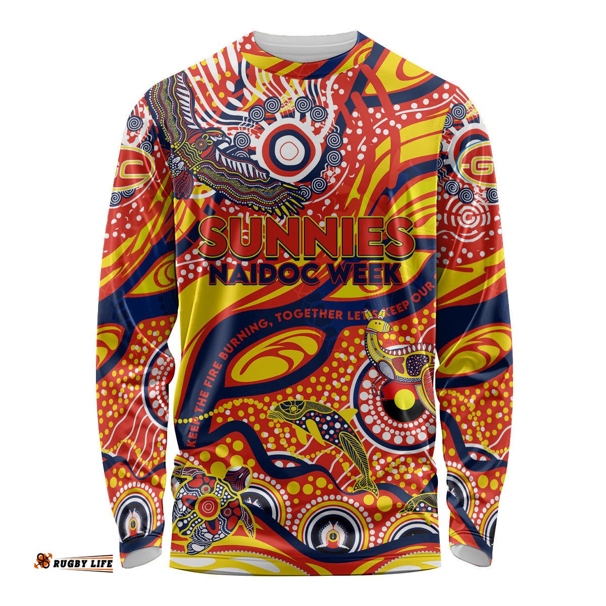 Custom NAIDOC Week 2024 Sunnies Long Sleeve T-shirt Aboriginal Animals Keep The Fire Burning