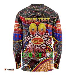 Merry Christmas AFL Gold Coast Suns Long Sleeve T-shirt Aboriginal Santa Football Mascot
