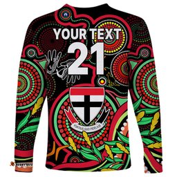 Custom St Kilda Football Aboriginal Art Long Sleeve T-shirt NAIDOC Indigenous Tribal