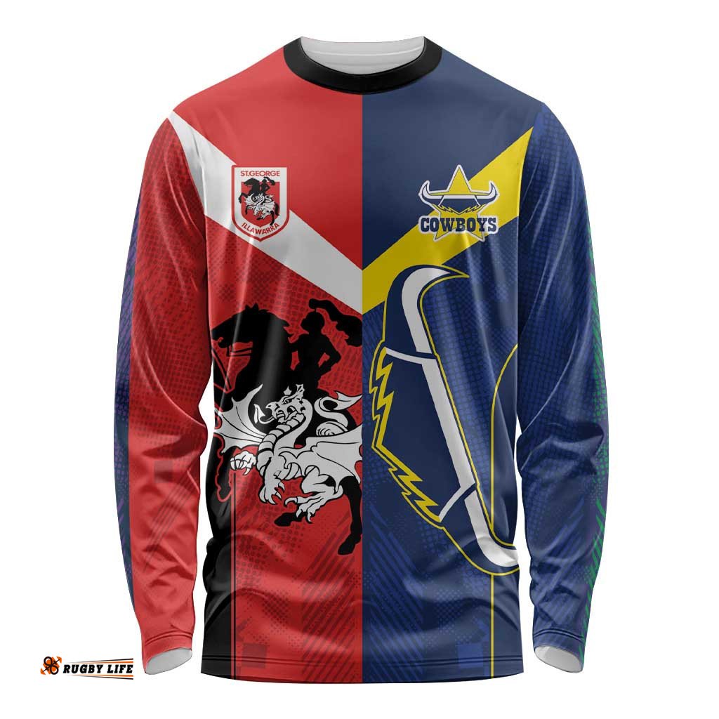 Custom Dragons Cowboys Combine Storm Warriors Long Sleeve T-shirt Sport Style Version 02