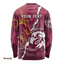 Personalised Broncos And Eagles Rugby Long Sleeve T-shirt Sporty Version