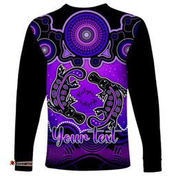 Personalised Australia Pisces Platypus Zodiac Long Sleeve T-shirt Auz Astrology Aboriginal Purple