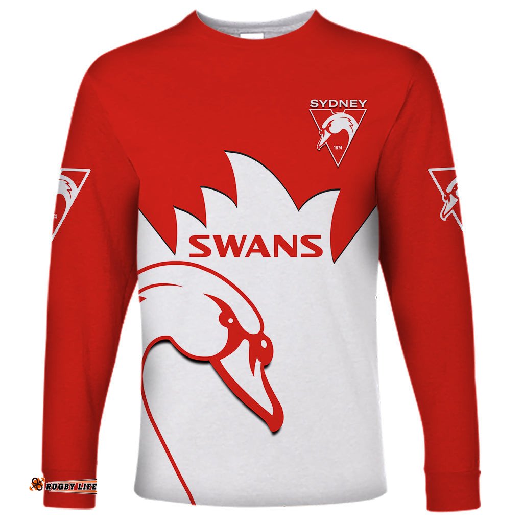 Sydney Swans Football Long Sleeve T-shirt Go Swannies Sporty Style