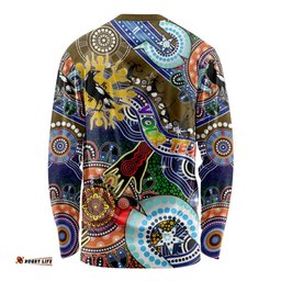 Custom NAIDOC Week 2024 Collingwood Magpies Long Sleeve T-shirt Australia Aboriginal Dot Painting
