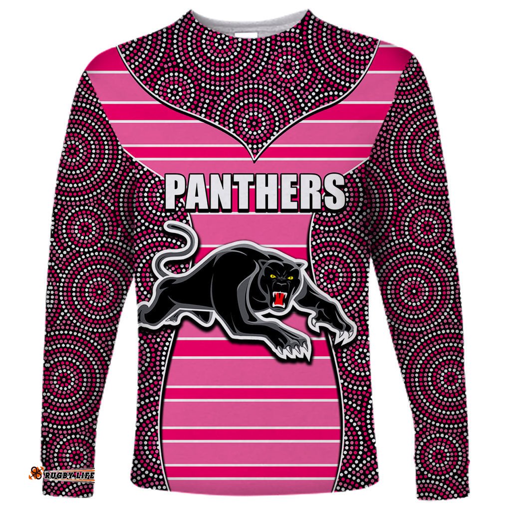 NRL Panthers Long Sleeve T-shirt Mix Dot Aboriginal Pink Version