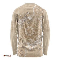 Beige Australia Lizard With Aboriginal Art Long Sleeve T-shirt