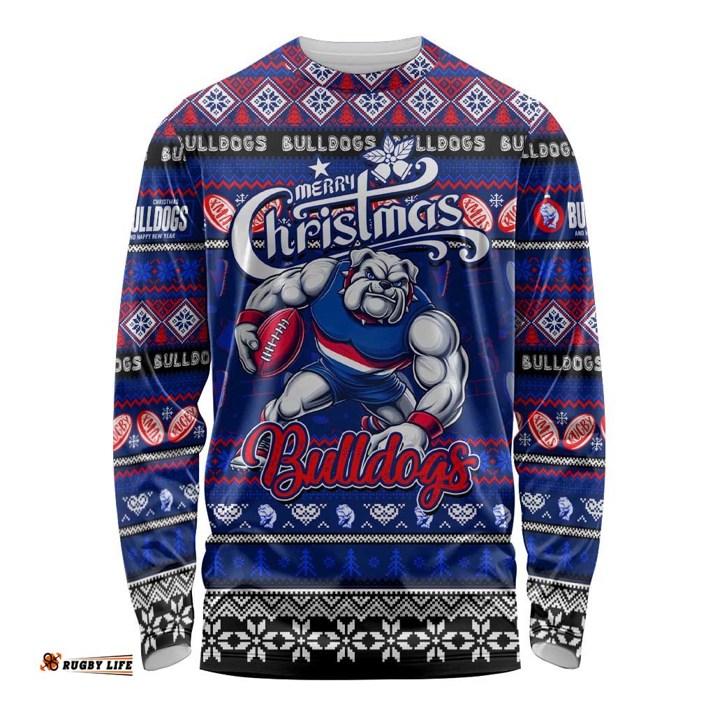 Personalized Bulldogs Football Xmas Long Sleeve T-shirt Australia AFL Mascot