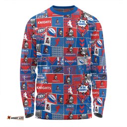 Newcastle Knights Long Sleeve T-shirt - Team Of Us Die Hard Fan Supporters Comic Style Long Sleeve T-shirt