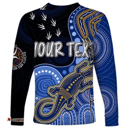 Personalised NAIDOC Week AFL Eagles Long Sleeve T-shirt Aboriginal Dot Art Lizard Mix Boomerang