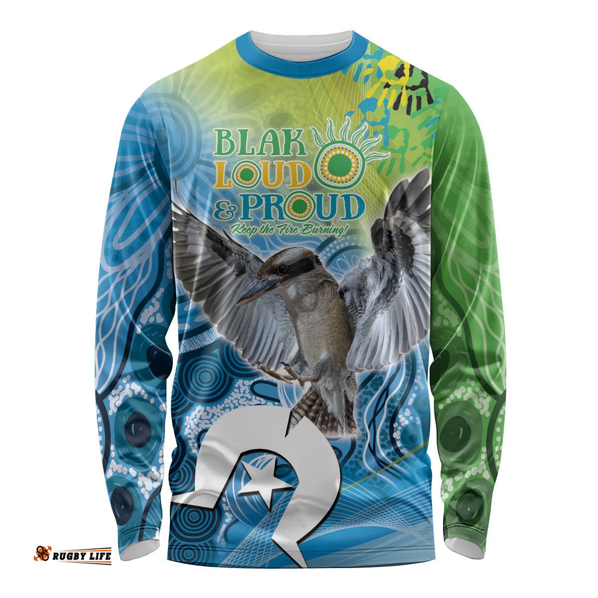 Vivid Kookaburra NAIDOC 2024 Long Sleeve T-shirt Aboriginal Art Style