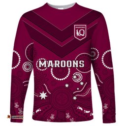 Maroons Rugby Long Sleeve T-shirt QLD Aboriginal Art