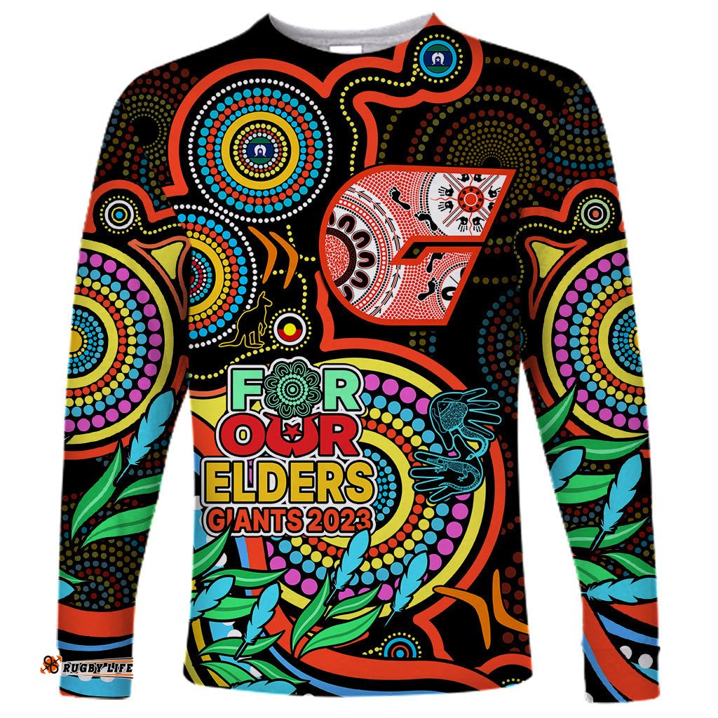 Giants Football Aboriginal Art Long Sleeve T-shirt NAIDOC Indigenous Tribal