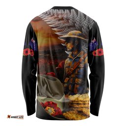 Slouch Hat and Biscuits ANZAC Long Sleeve T-shirt with Soldier Silver Fern
