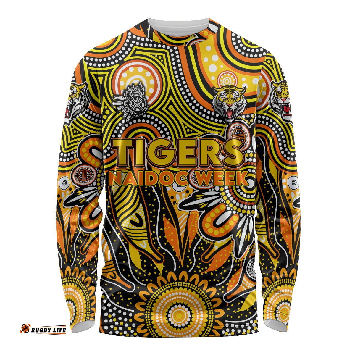 Personalised Tiger NAIDOC Week 2024 Long Sleeve T-shirt Aussie Aboriginal Art