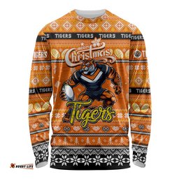 Personalized Tigers Rugby Xmas Long Sleeve T-shirt Australia NRL Mascot