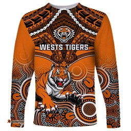 Tigers Rugby Long Sleeve T-shirt Aboriginal Mix Polynesian Pattern