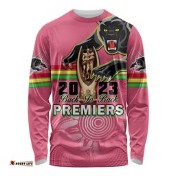 Personalised Panthers Long Sleeve T-shirt Premiers Back To Back Pink Version