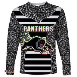 NRL Panthers Long Sleeve T-shirt Mix Dot Aboriginal Black Version