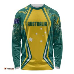 Australia 2024 Olympics Custom Long Sleeve T-shirt Rise of the Roos Aborignal Style