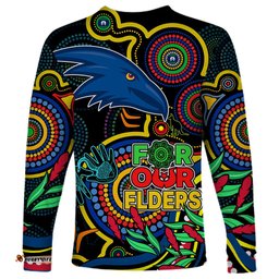 Crows Football Aboriginal Art Long Sleeve T-shirt NAIDOC Indigenous Tribal