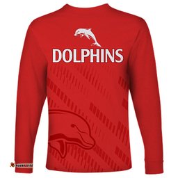 NRL Dolphins Rugby Long Sleeve T-shirt Simple Red Style 2023