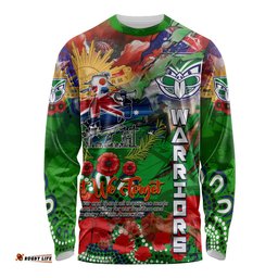 Personalised New Zealand Warriors ANZAC Long Sleeve T-shirt Scratch Style