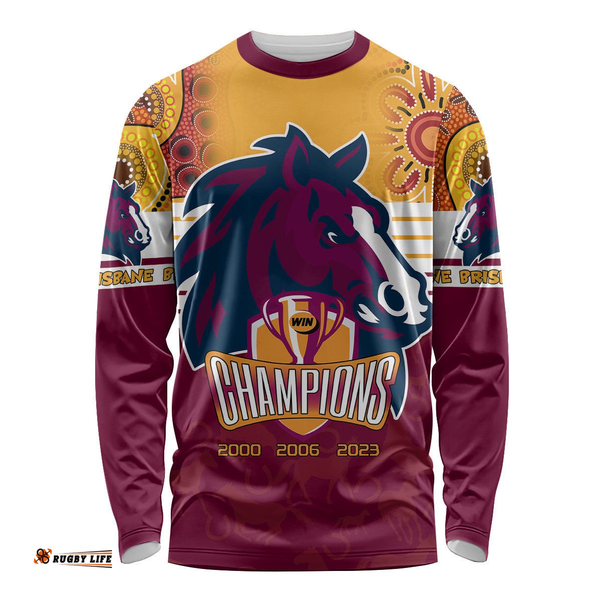 NRL Broncos Champions Long Sleeve T-shirt Proud Newcastle Aboriginal