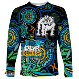 Custom Bulldogs Rugby Aboriginal Art Long Sleeve T-shirt NAIDOC Indigenous Tribal