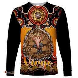 Personalised Australia Virgo Echidna Zodiac Long Sleeve T-shirt Auz Astrology Aboriginal Red