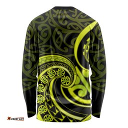 Lime Green New Zealand Mangopare Long Sleeve T-shirt Aotearoa Maori Koru Style