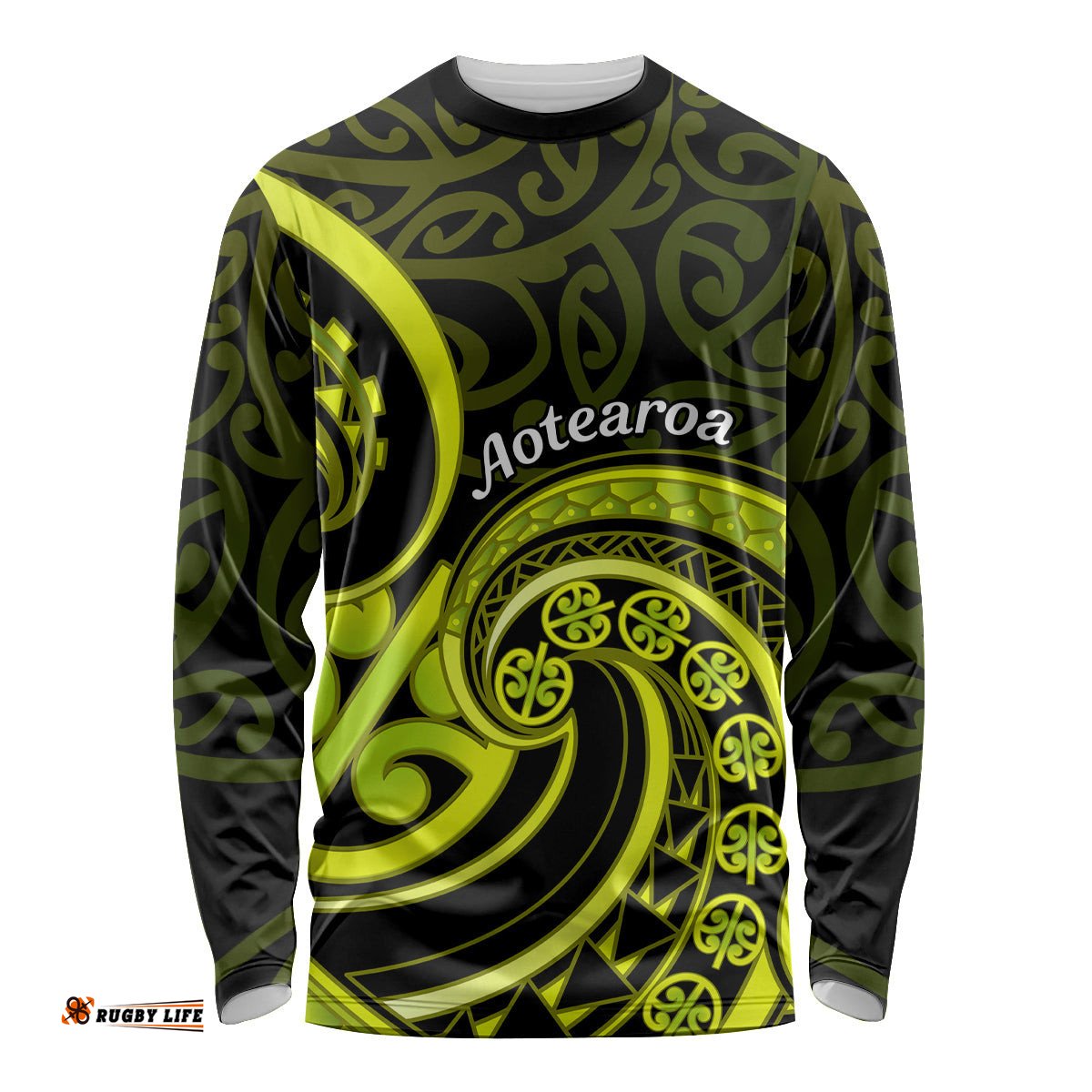 Lime Green New Zealand Mangopare Long Sleeve T-shirt Aotearoa Maori Koru Style