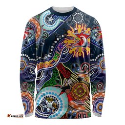 Personalised Roosters NAIDOC Week 2024 Long Sleeve T-shirt Australia Aboriginal Dot Painting