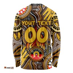 Personalised NAIDOC Week 2024 Hawthorn Hawks Long Sleeve T-shirt Australian Aboriginal Hand Painting