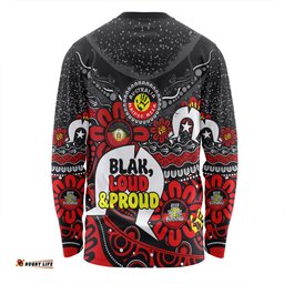 Australia Long Sleeve T-shirt Naidoc Week Torres Strait Symbol With Aboriginal Pattern Inspired Black
