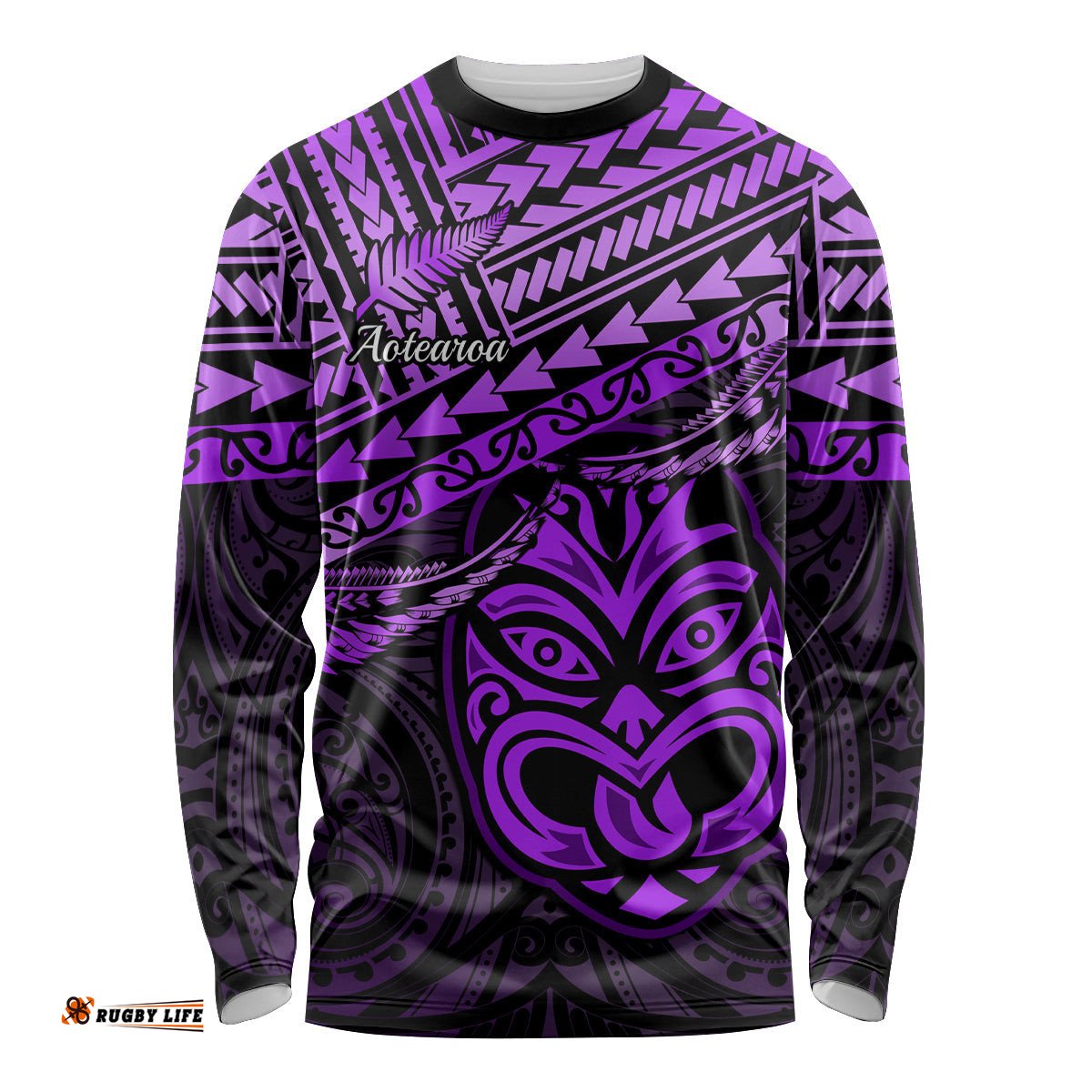 Matariki New Zealand Long Sleeve T-shirt Maori New Year Tiki Purple Version