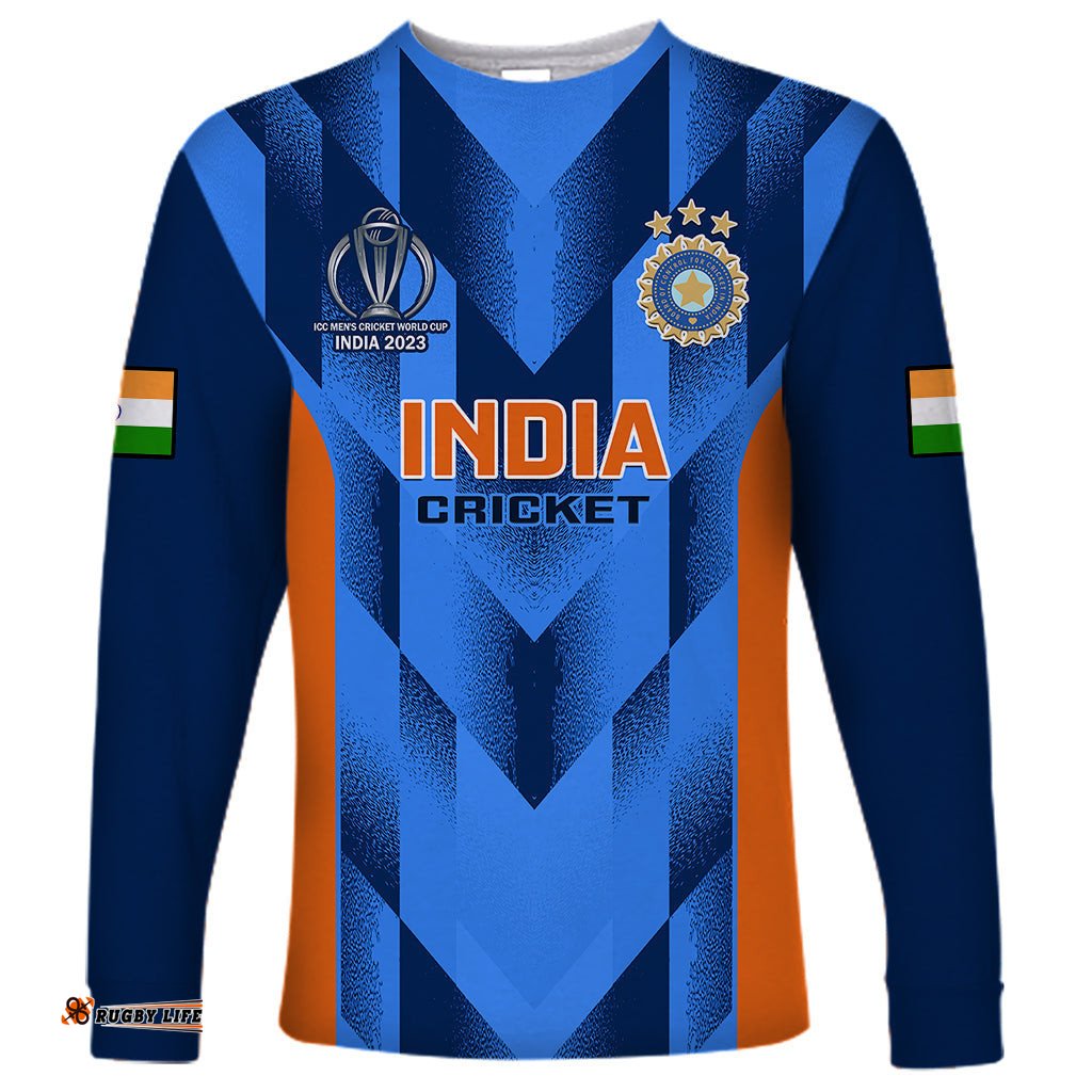 India Cricket Long Sleeve T-shirt Men In Blue Go Champions World Cup