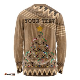 Personalised Wombat Christmas Tree Long Sleeve T-shirt Australia Merry Xmas Simple Style
