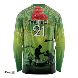 Custom Raiders Rugby ANZAC Long Sleeve T-shirt Canberra The Military Soldiers