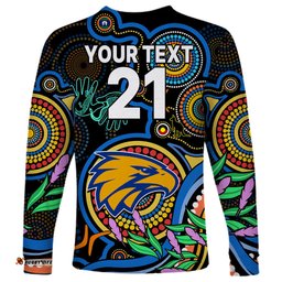 Custom Eagles Football Aboriginal Art Long Sleeve T-shirt NAIDOC Indigenous Tribal