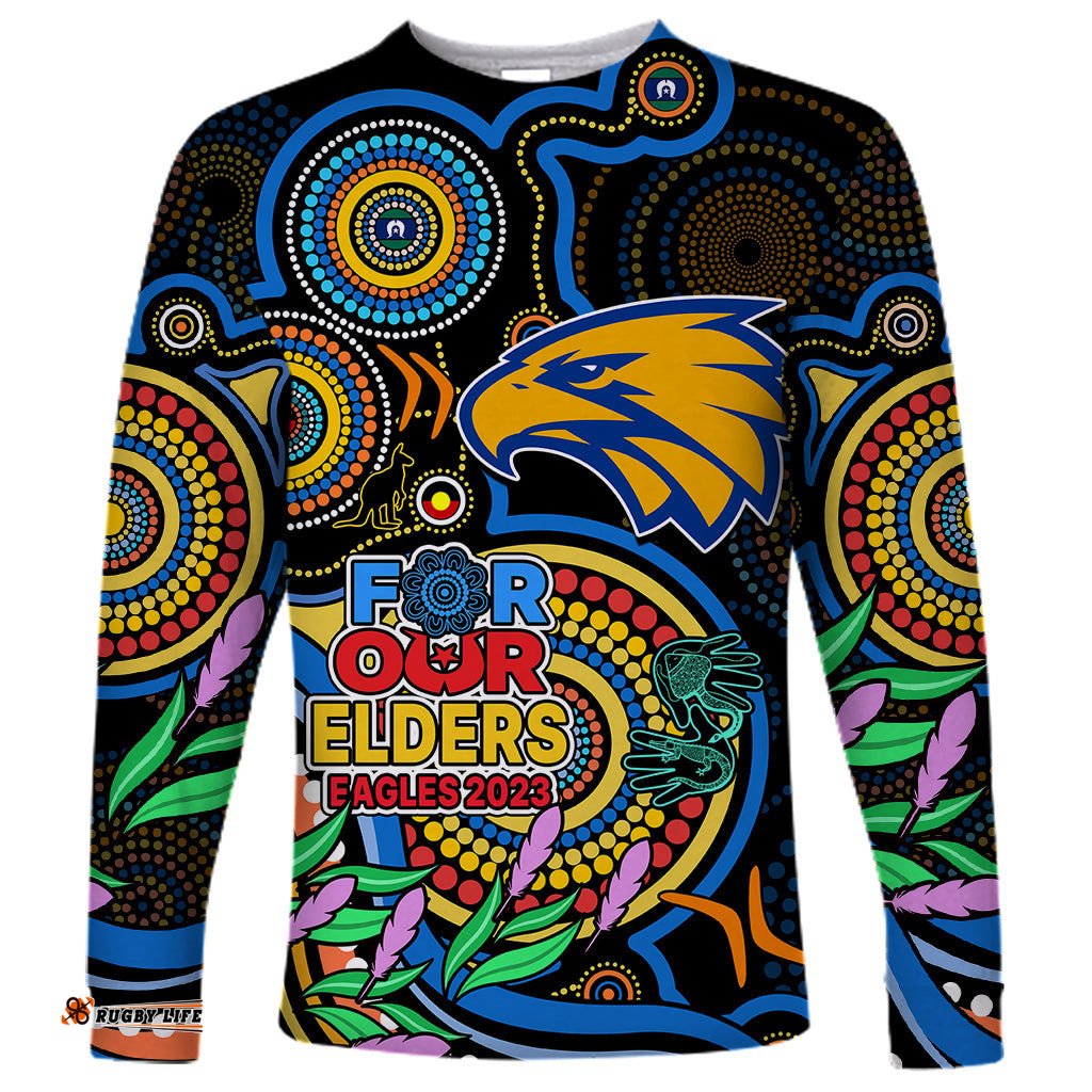 Custom Eagles Football Aboriginal Art Long Sleeve T-shirt NAIDOC Indigenous Tribal